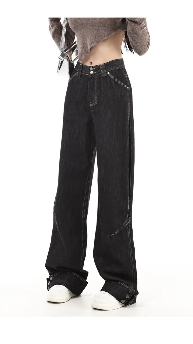 Dark Blue Cuffed Wide Leg Jeans for Tall Women — feature 12