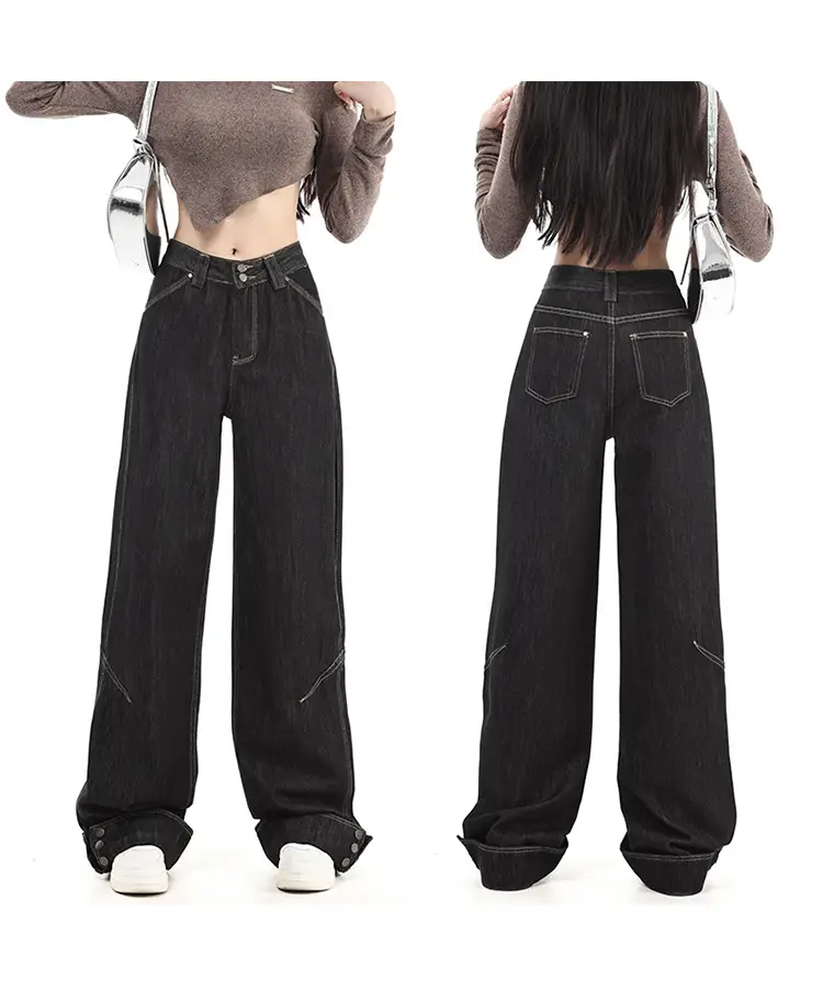 Dark Blue Cuffed Wide Leg Jeans for Tall Women — feature 14