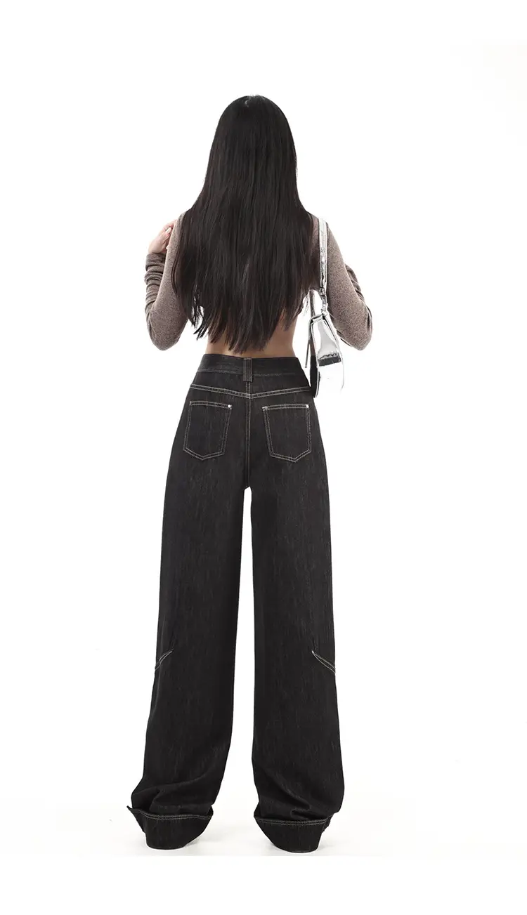 Dark Blue Cuffed Wide Leg Jeans for Tall Women — feature 15