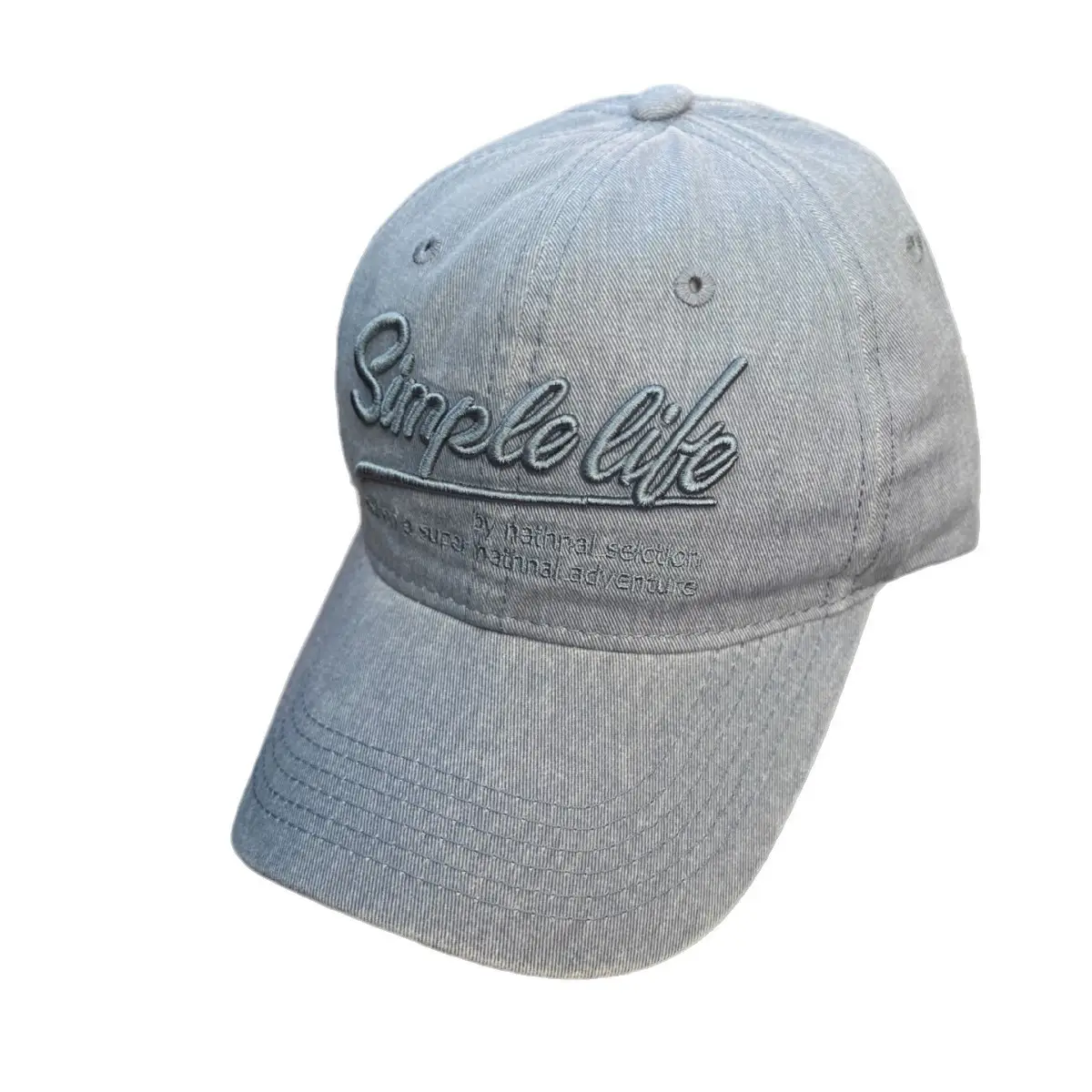 2025 Korean Style Grey Baseball Cap with Embroidered Logo