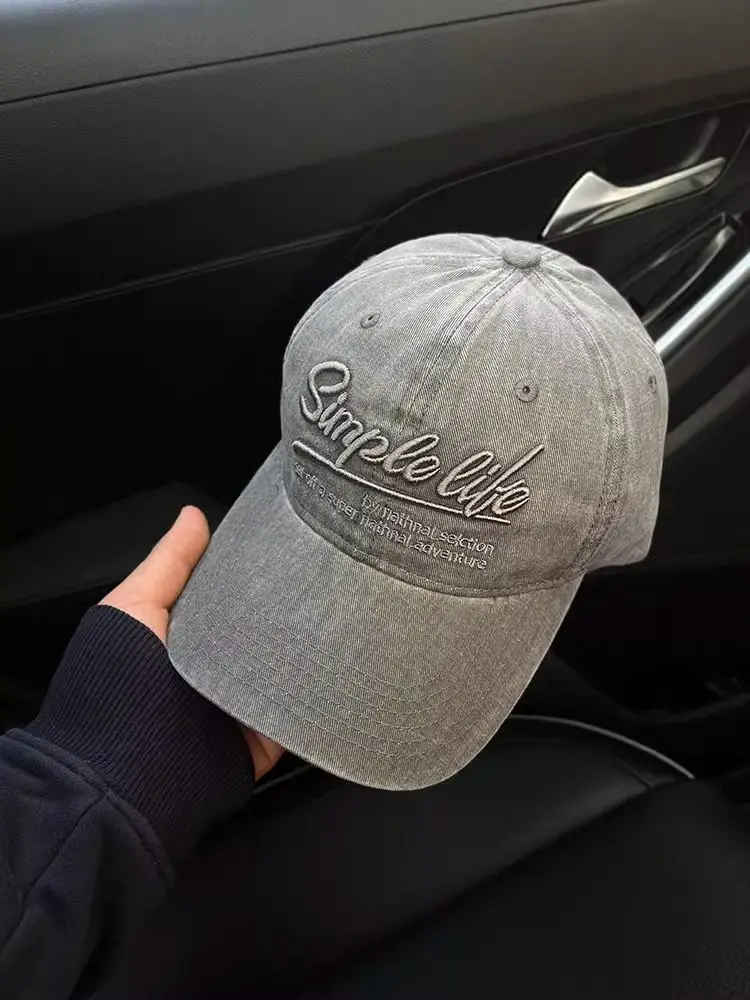 2025 Korean Style Grey Baseball Cap with Embroidered Logo — feature 23