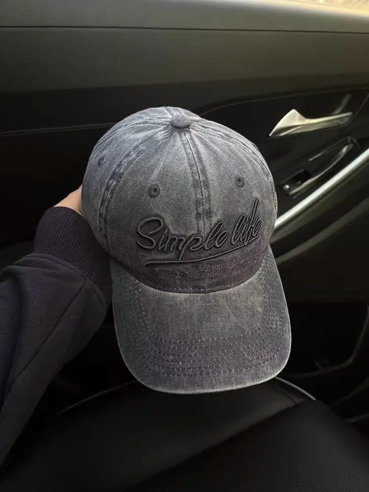 2025 Korean Style Grey Baseball Cap with Embroidered Logo — feature 27