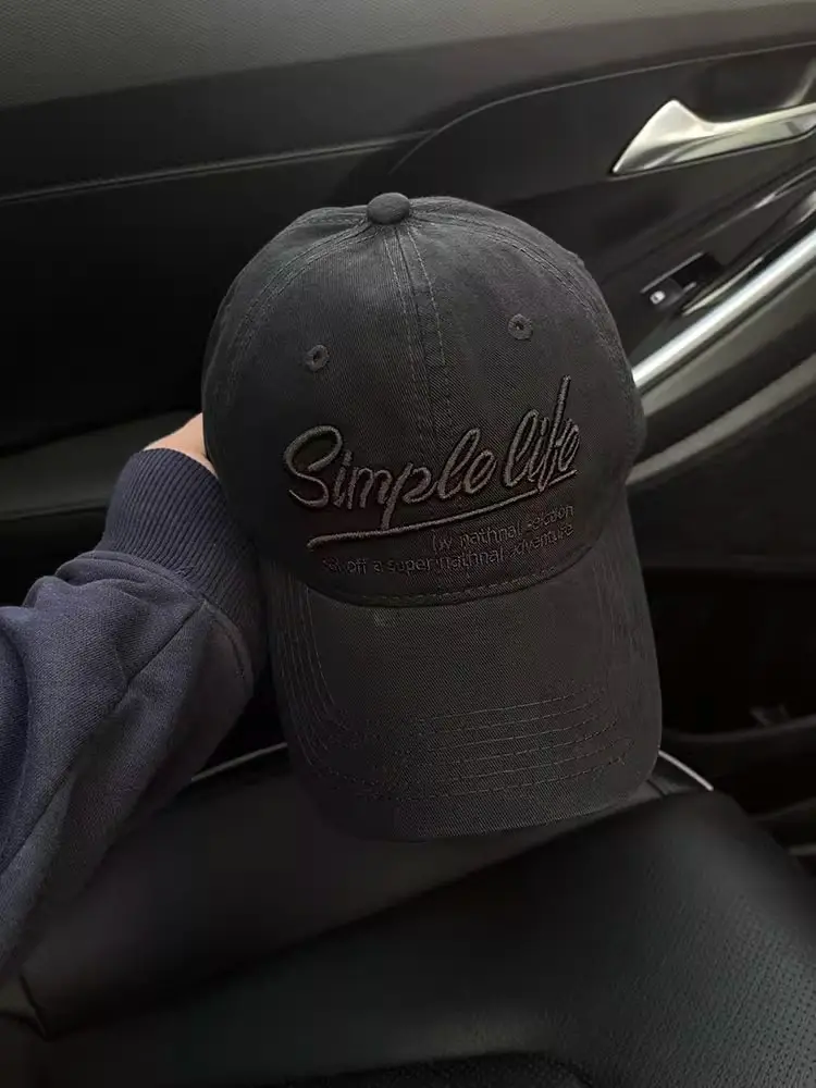 2025 Korean Style Grey Baseball Cap with Embroidered Logo — feature 33