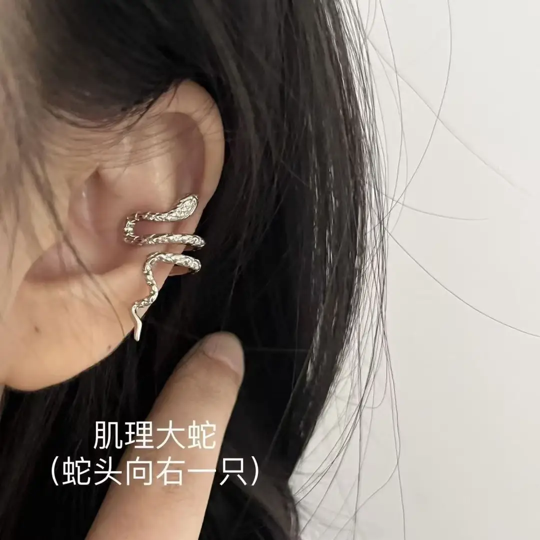 Europe and the United States Cross-border Europe and the United States Cross-border Snake Earrings Diablo Cool Three-dimensional Arc Small Snake Ear Buckle Personalized Ear Clip