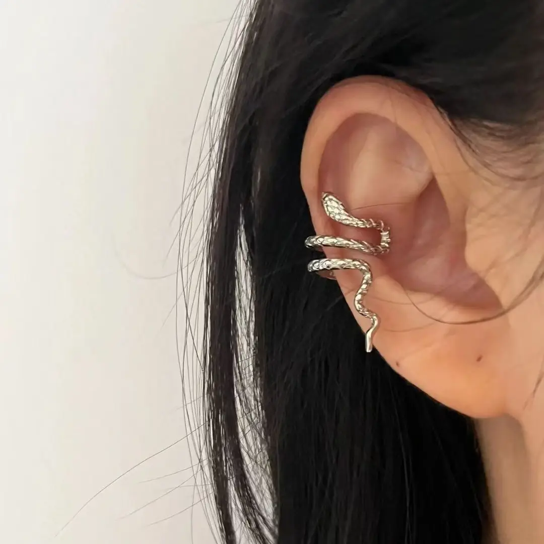 Europe and the United States Cross-border Europe and the United States Cross-border Snake Earrings Diablo Cool Three-dimensional Arc Small Snake Ear Buckle Personalized Ear Clip