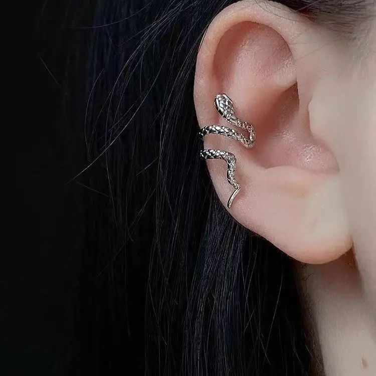 Europe and the United States Cross-border Europe and the United States Cross-border Snake Earrings Diablo Cool Three-dimensional Arc Small Snake Ear Buckle Personalized Ear Clip — feature 5