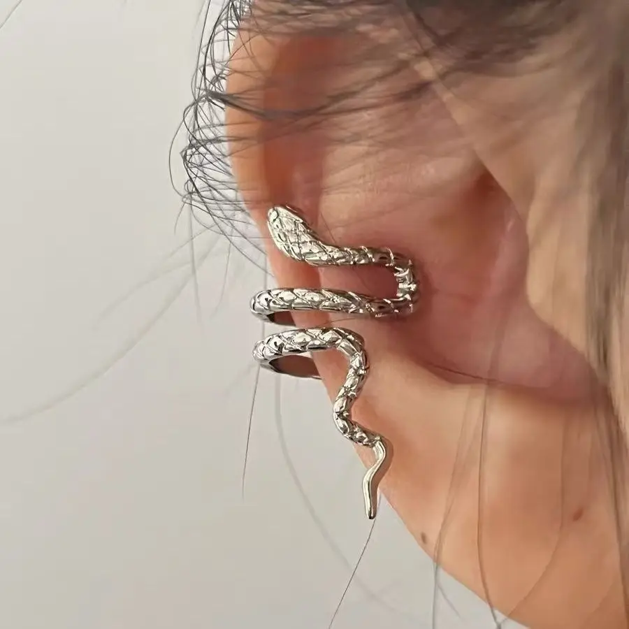 Europe and the United States Cross-border Europe and the United States Cross-border Snake Earrings Diablo Cool Three-dimensional Arc Small Snake Ear Buckle Personalized Ear Clip — feature 6