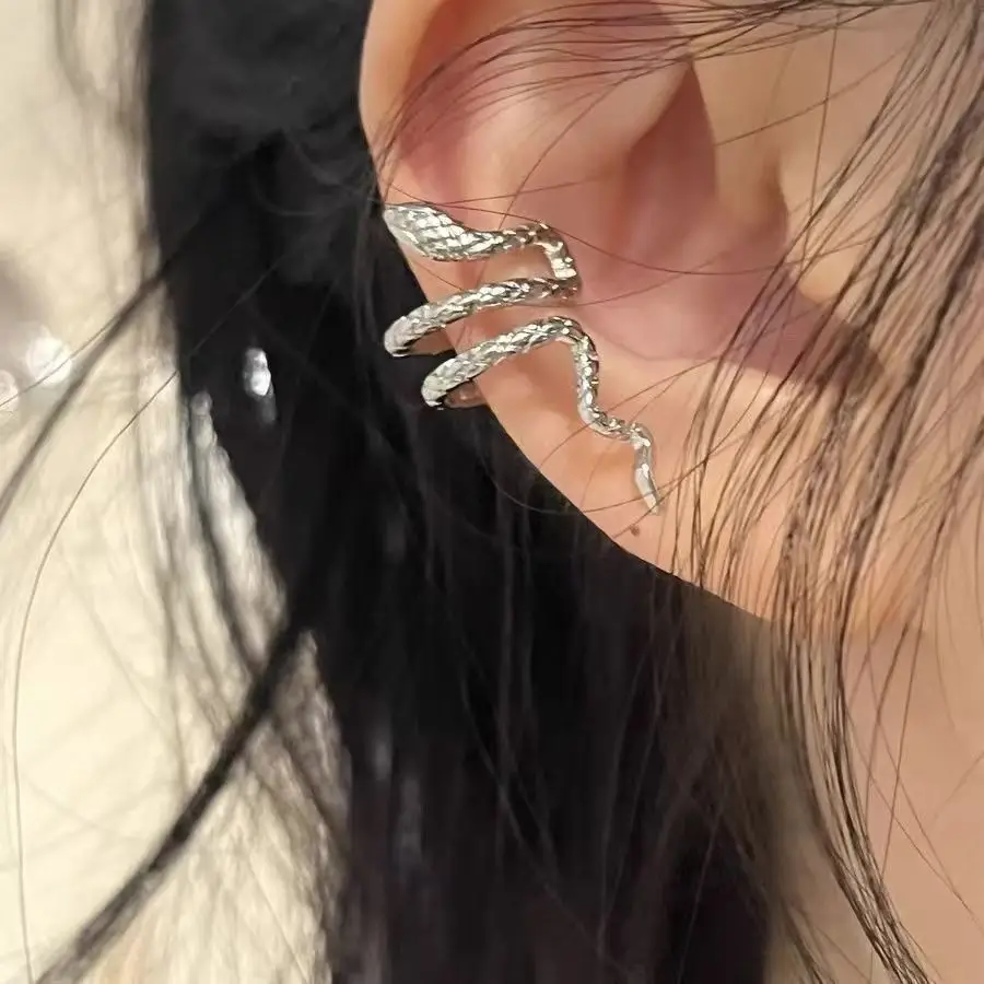 Europe and the United States Cross-border Europe and the United States Cross-border Snake Earrings Diablo Cool Three-dimensional Arc Small Snake Ear Buckle Personalized Ear Clip — feature 8