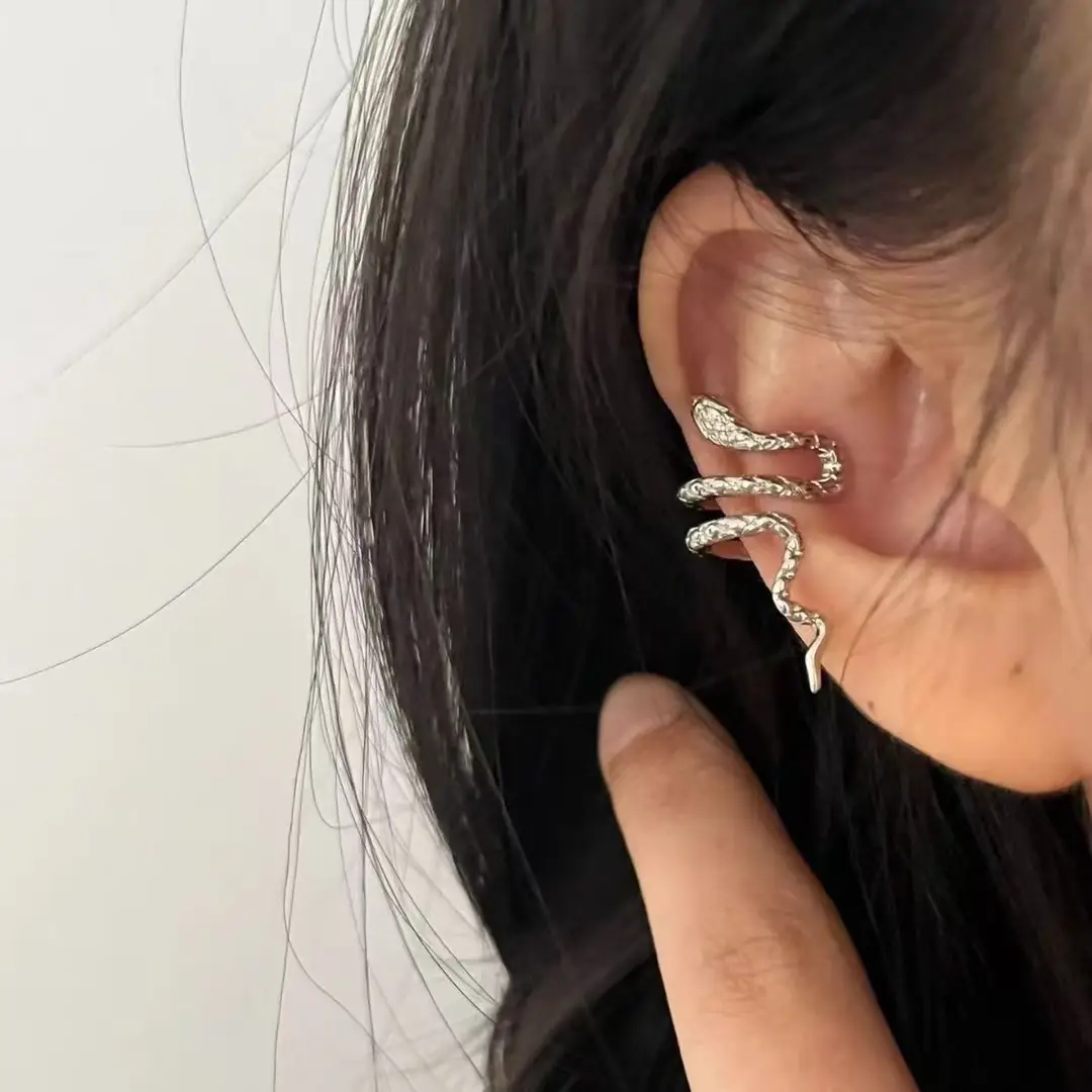 Europe and the United States Cross-border Europe and the United States Cross-border Snake Earrings Diablo Cool Three-dimensional Arc Small Snake Ear Buckle Personalized Ear Clip — feature 9