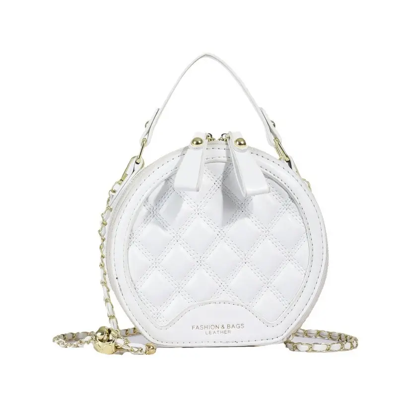2026 Spring Crossbody Bag Black White Textured Round Handheld