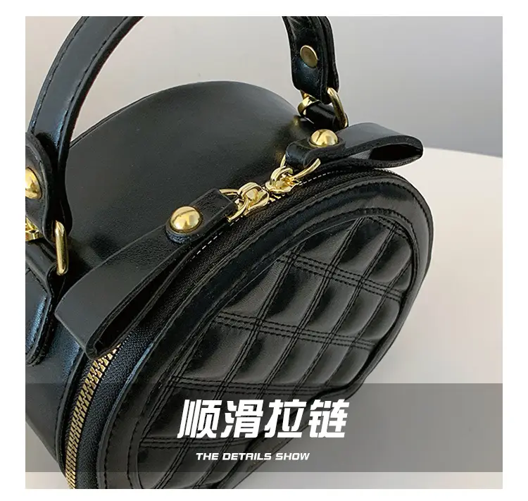 2026 Spring Crossbody Bag Black White Textured Round Handheld — feature 12