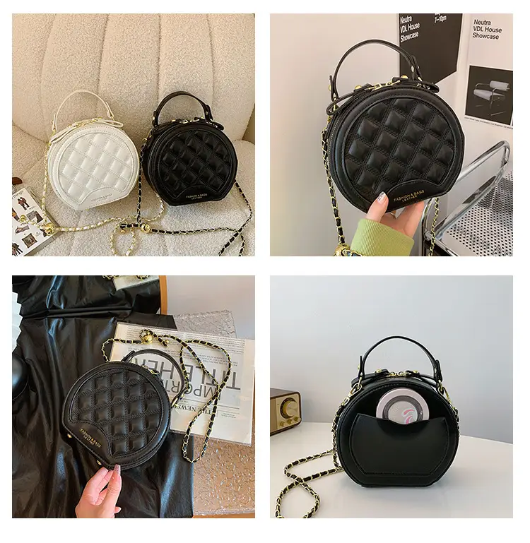 2026 Spring Crossbody Bag Black White Textured Round Handheld — feature 15