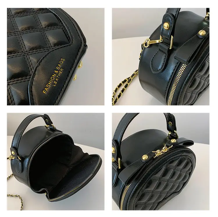 2026 Spring Crossbody Bag Black White Textured Round Handheld — feature 16