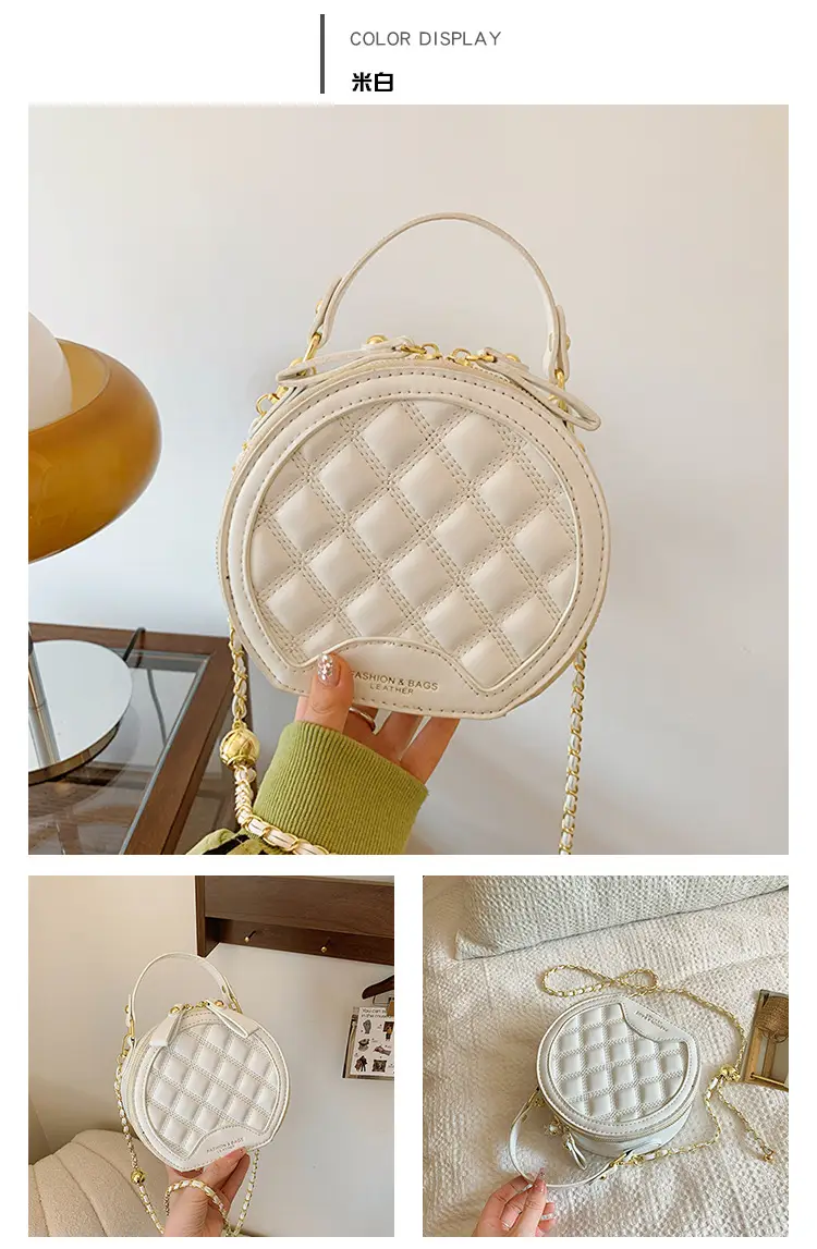 2026 Spring Crossbody Bag Black White Textured Round Handheld — feature 4