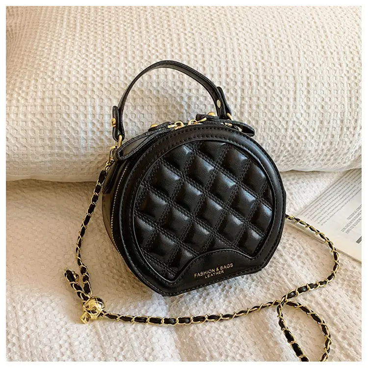 2026 Spring Crossbody Bag Black White Textured Round Handheld — feature 7