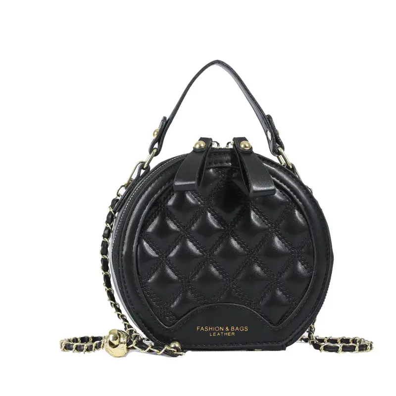 2026 Spring Crossbody Bag Black White Textured Round Handheld