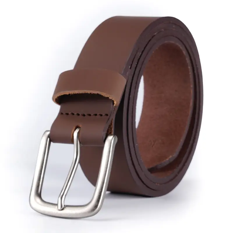 Men's Black Cowhide Belt with Silver Buckle - Image 2