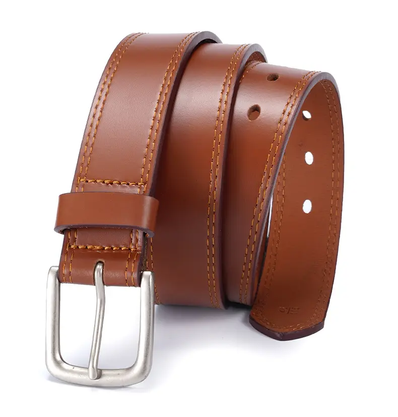 Men's Black Leather Belt with Silver Buckle — feature 13