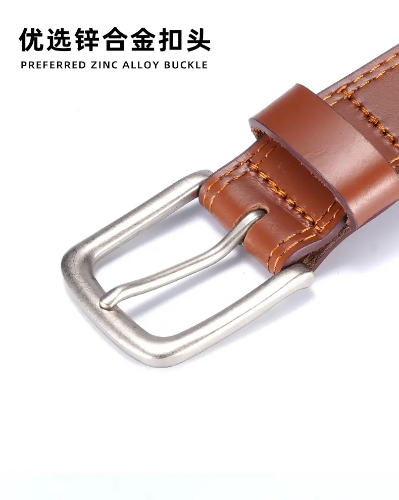 Men's Black Leather Belt with Silver Buckle — feature 2