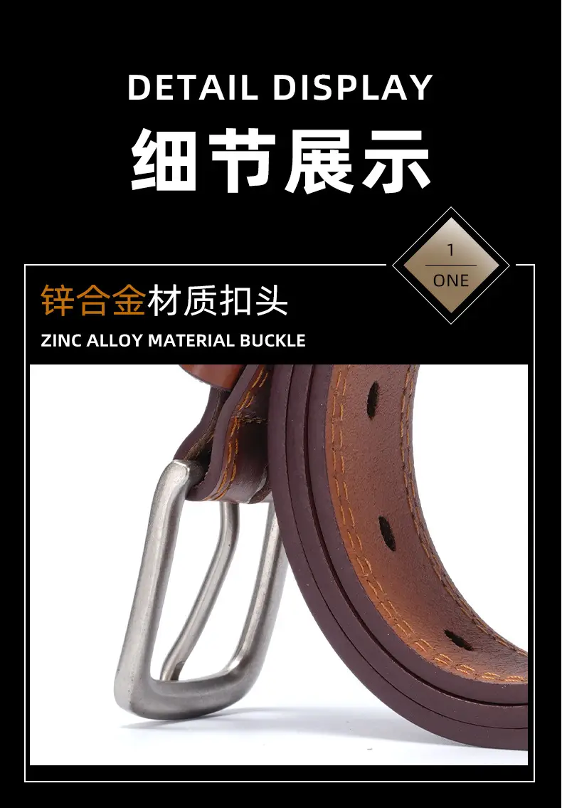 Men's Black Leather Belt with Silver Buckle — feature 8