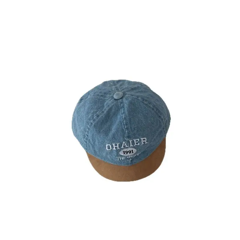 Baby Denim Cap with Letter Embroidery Blue Green Orange - Image 8