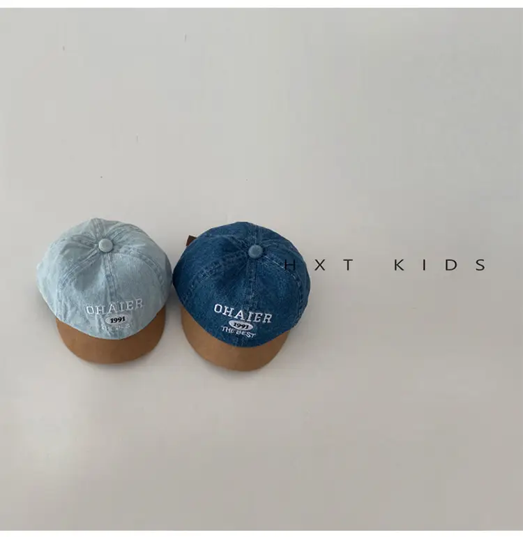 Baby Denim Cap with Letter Embroidery Blue Green Orange — feature 4