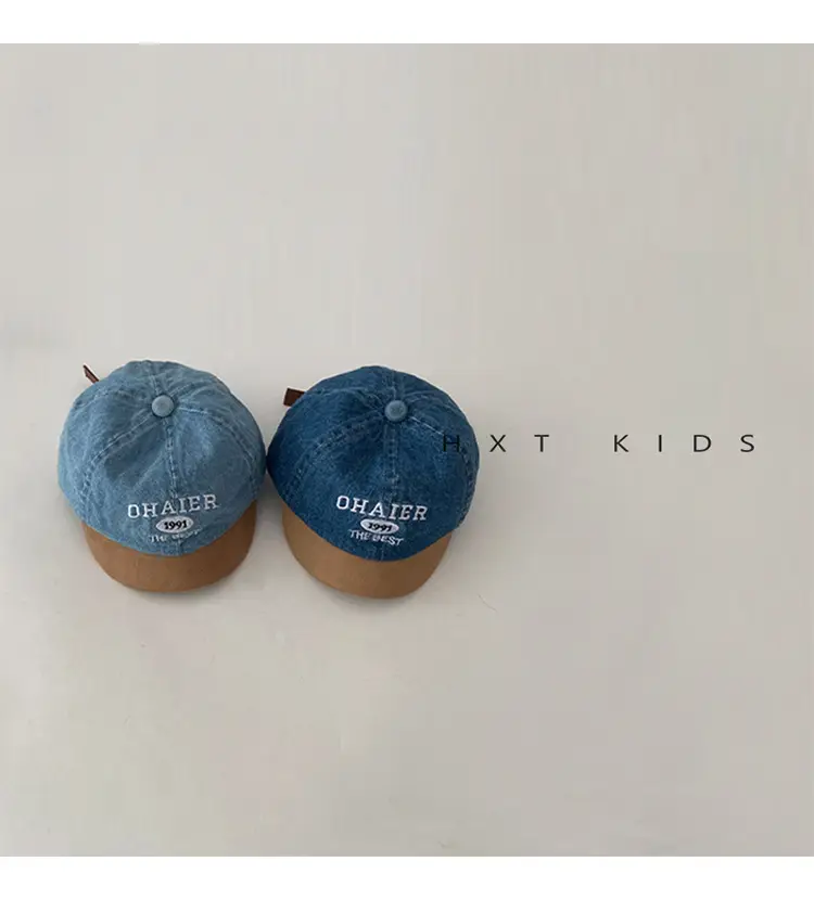 Baby Denim Cap with Letter Embroidery Blue Green Orange — feature 5