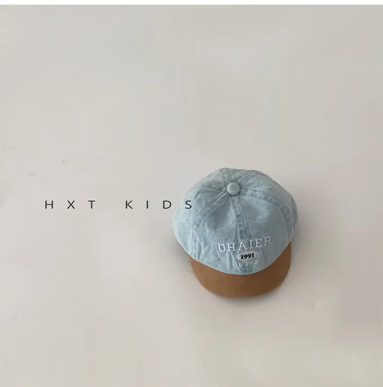 Baby Denim Cap with Letter Embroidery Blue Green Orange — feature 7