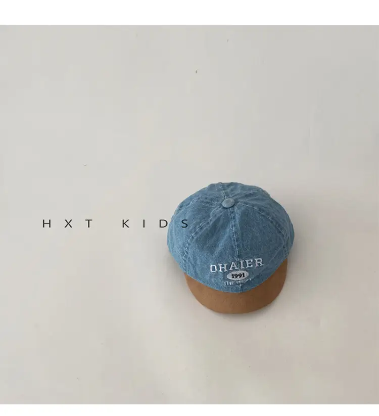 Baby Denim Cap with Letter Embroidery Blue Green Orange — feature 8
