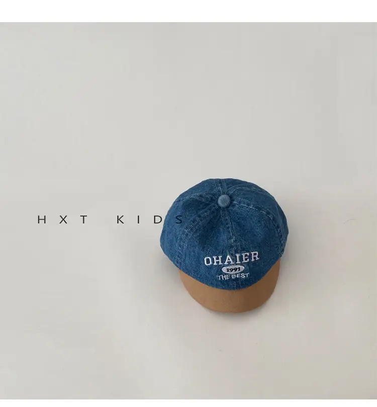 Baby Denim Cap with Letter Embroidery Blue Green Orange — feature 9