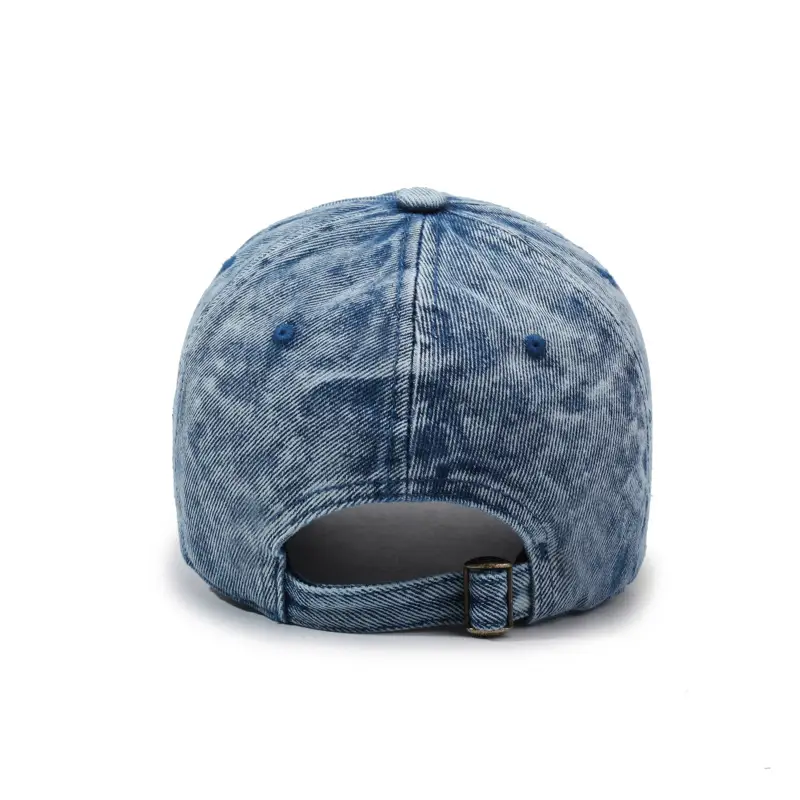 Washed Denim Letter Cap Blue Unisex - Image 6
