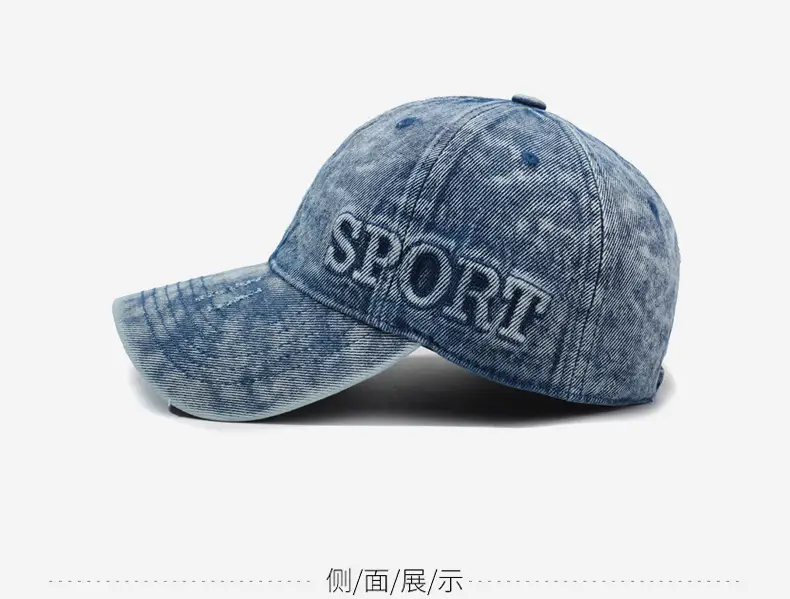 Washed Denim Letter Cap Blue Unisex — feature 10