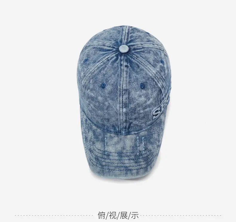 Washed Denim Letter Cap Blue Unisex — feature 12