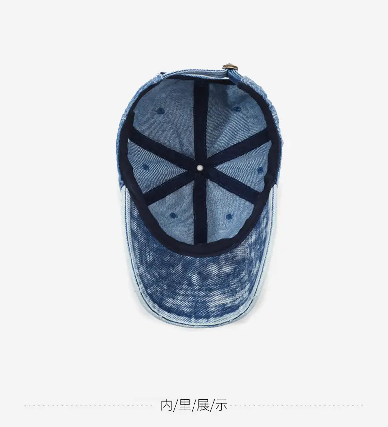 Washed Denim Letter Cap Blue Unisex — feature 13