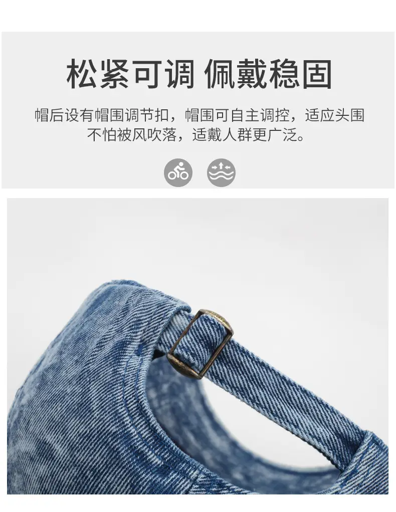 Washed Denim Letter Cap Blue Unisex — feature 4