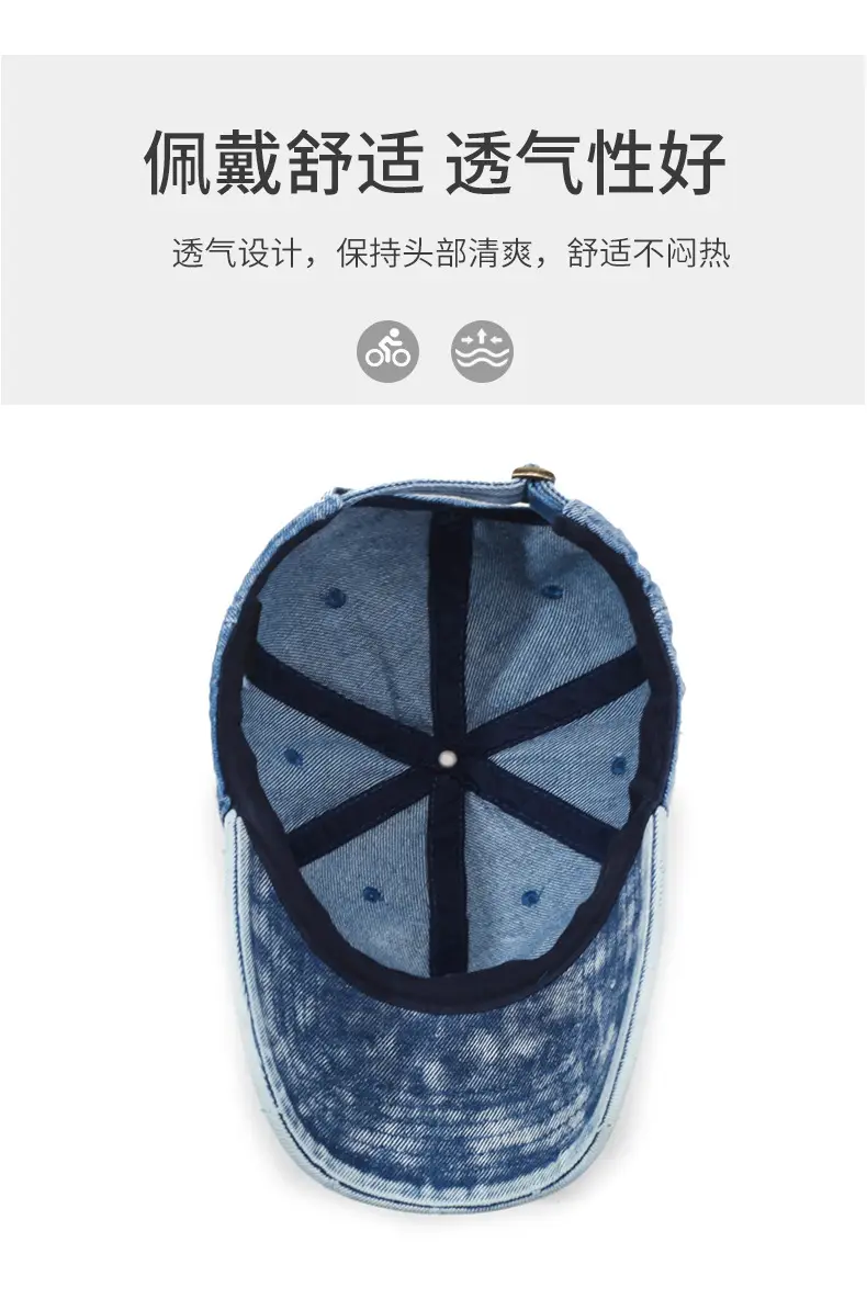 Washed Denim Letter Cap Blue Unisex — feature 5