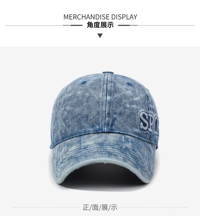 Washed Denim Letter Cap Blue Unisex — feature 8