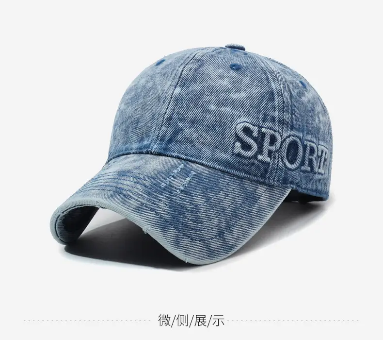 Washed Denim Letter Cap Blue Unisex — feature 9
