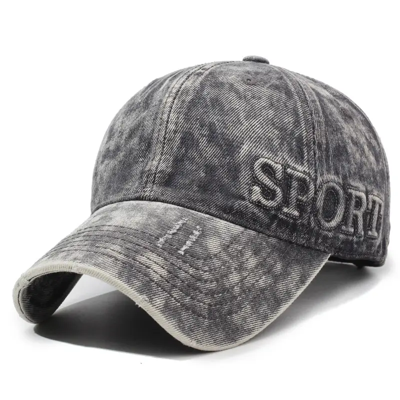 Washed Denim Letter Cap Blue Unisex - Image 2
