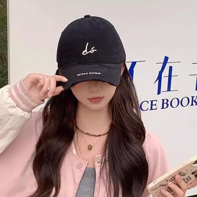 White Embroidered Letter Baseball Cap for Women - Image 8