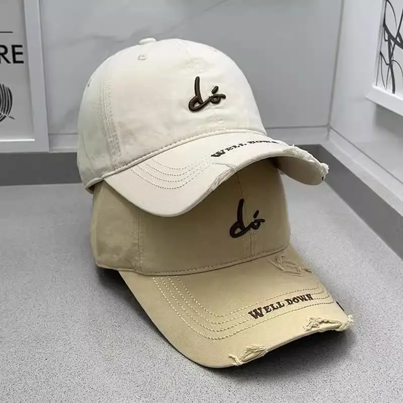 White Embroidered Letter Baseball Cap for Women - Image 9