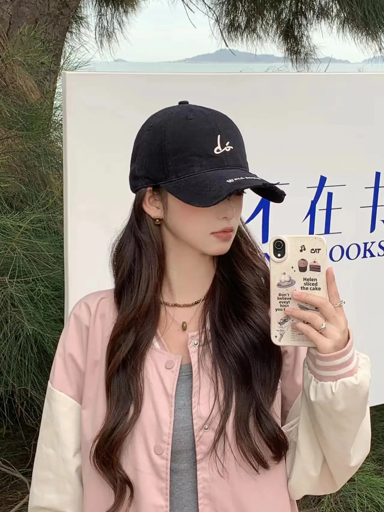 White Embroidered Letter Baseball Cap for Women — feature 15