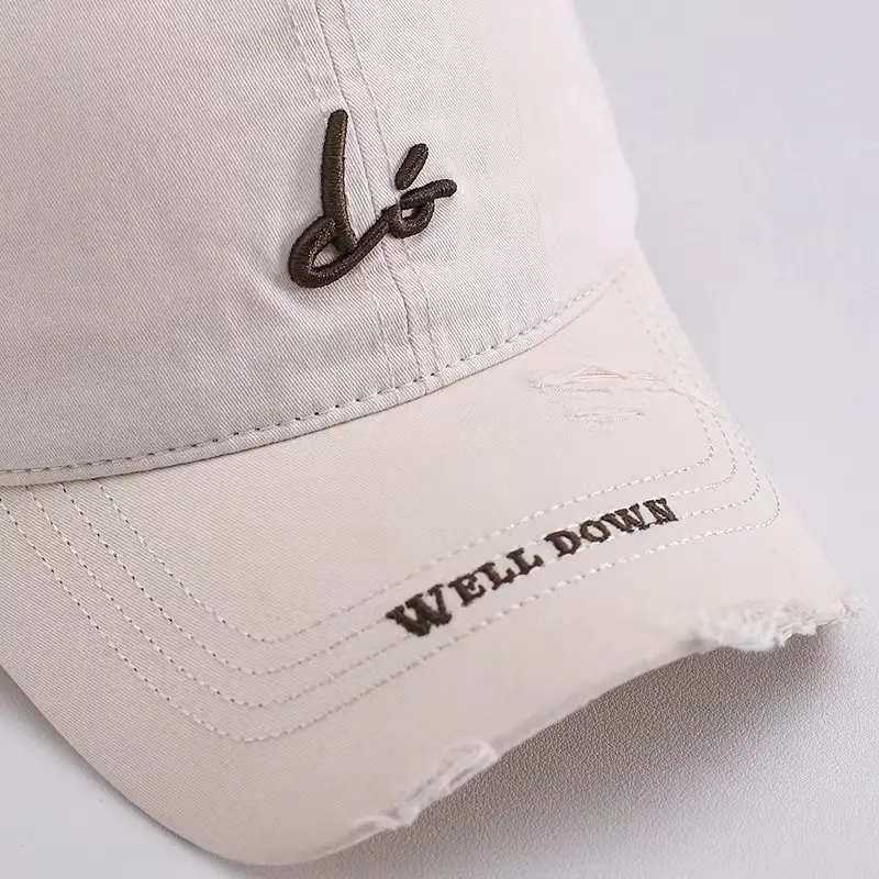 White Embroidered Letter Baseball Cap for Women — feature 45