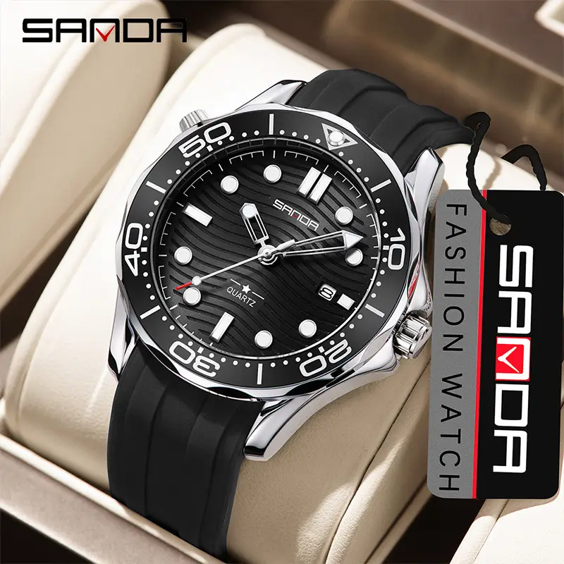 Sanda Men's Waterproof Luminous Quartz Watch Black Strap - Image 6