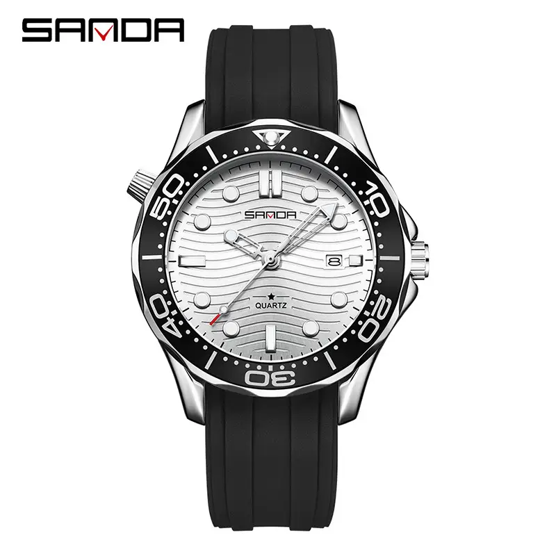 Sanda Men's Waterproof Luminous Quartz Watch Black Strap - Image 2