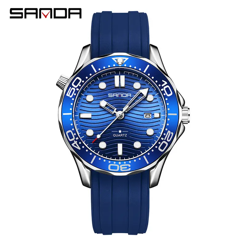 Sanda Men's Waterproof Luminous Quartz Watch Black Strap - Image 3