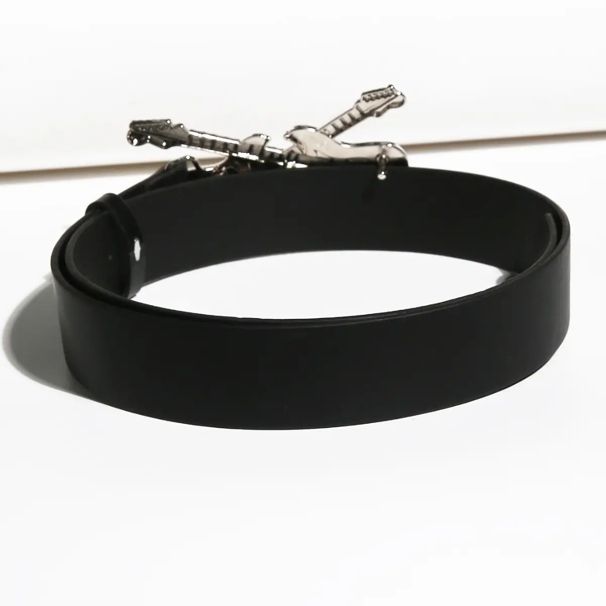 Women's Black Guitar Belt Decorative Belt with Guitar Design