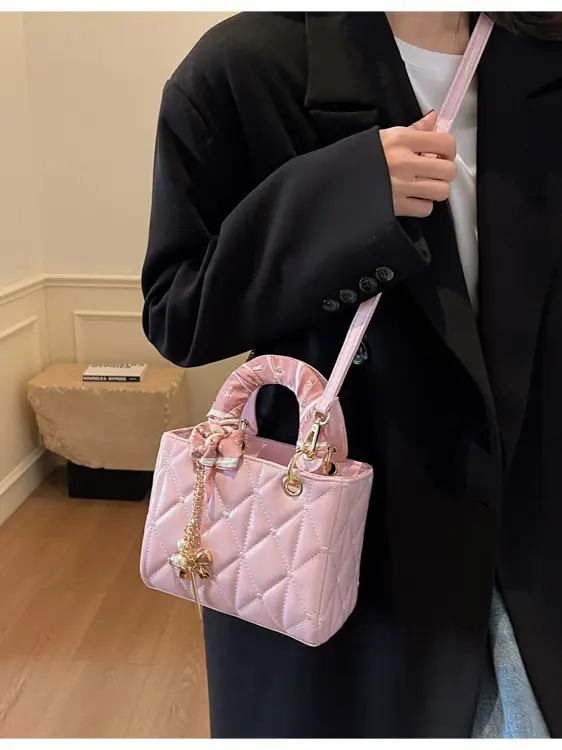 Pink Quilted Crossbody Handbag for Women 2026 - Image 5