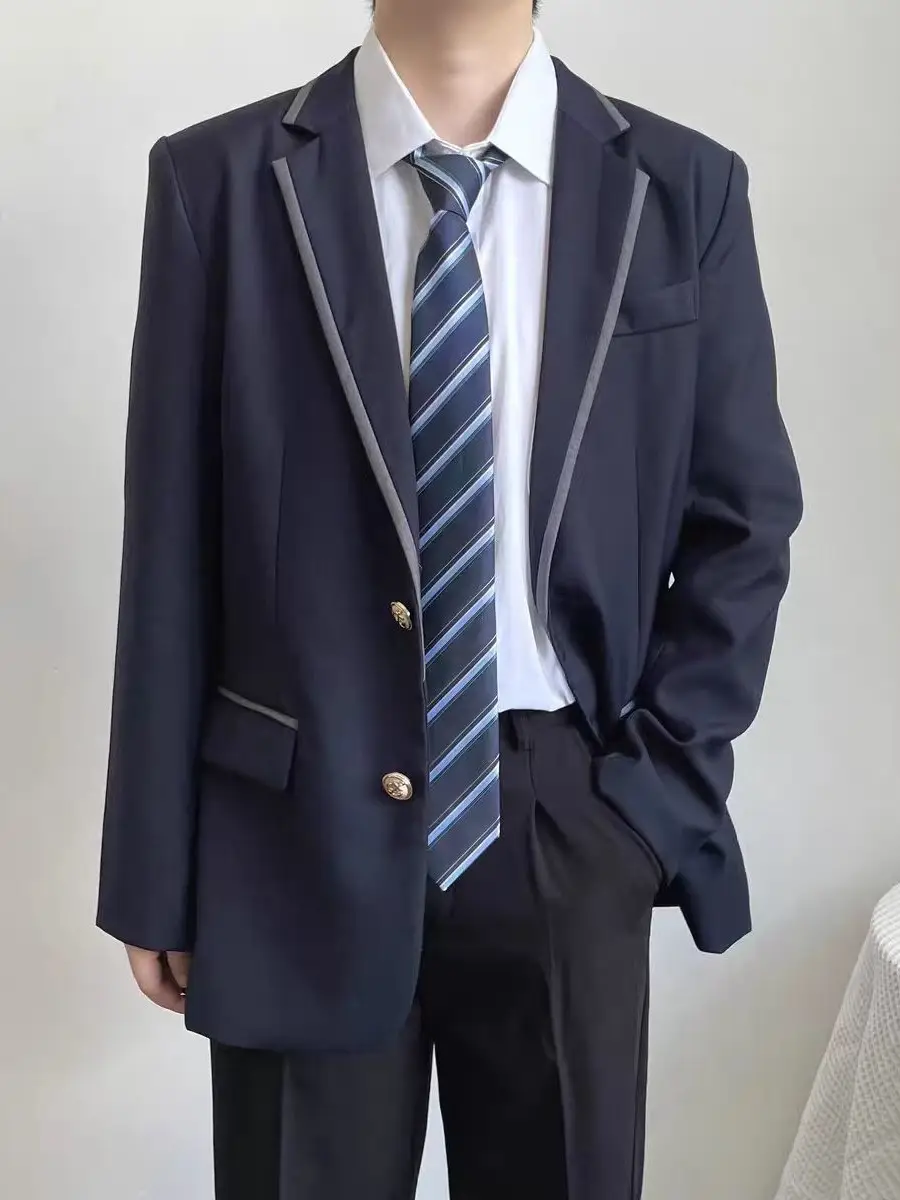 Navy Blue British Style Suit for Boys School Uniform