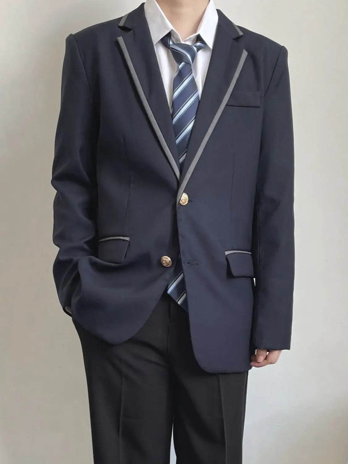 Navy Blue British Style Suit for Boys School Uniform
